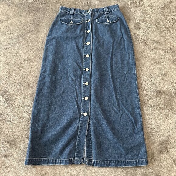 Vtg Dockers Denim Button Front Maxi Skirt Women's size 10 - Picture 1 of 7